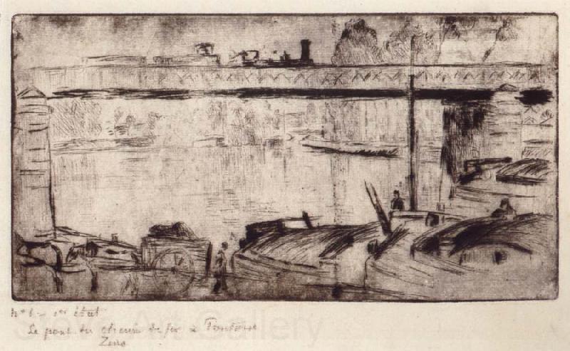 Camille Pissarro The railway bridge at Pontoise Spain oil painting art